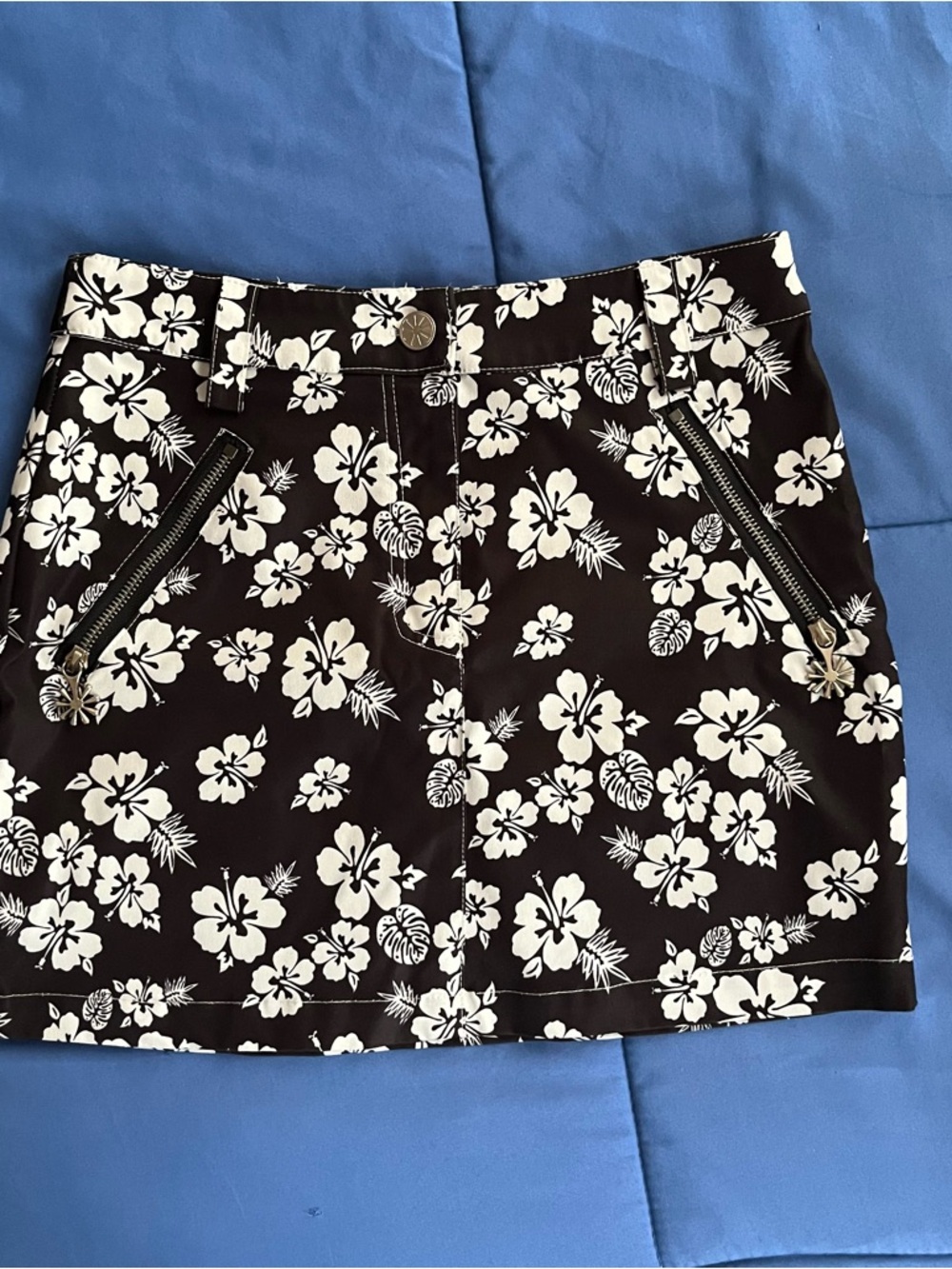 dELiA*s Black Mini Skirt with White Floral Print